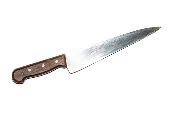 старый кухонный нож изолированные на белом фоне. вид из выше. - small putty knife box cutter knife knife стоковые фото и изображения