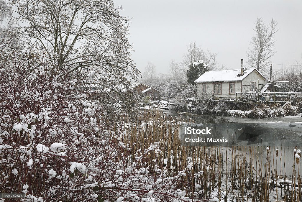 Finn Slough inverno neve, Richmond - Foto stock royalty-free di Acqua