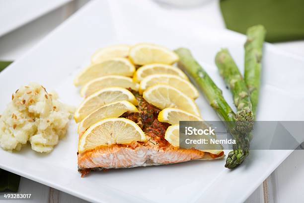 Healthy Food Consisted Of Salmon And Vegetables Stock Photo - Download Image Now - Asparagus, Cauliflower, Crucifers