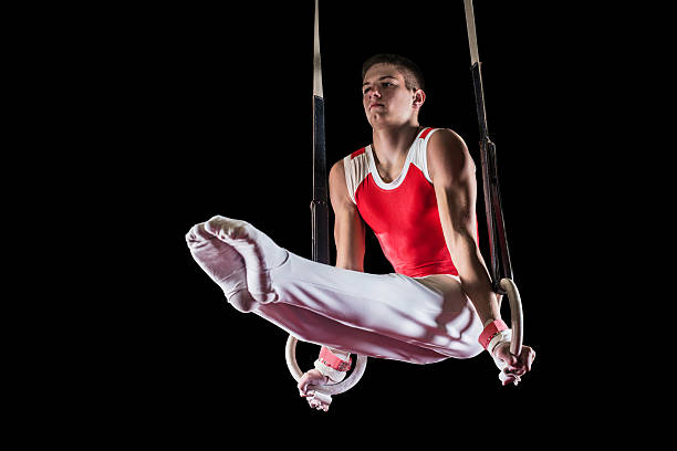 istock Athlete on gymnastics rings. 493283297