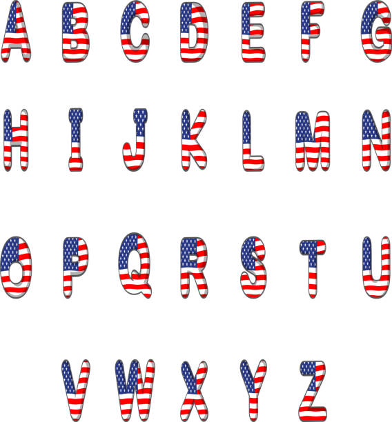 ilustrações de stock, clip art, desenhos animados e ícones de letras do alfabeto com bandeira dos estados unidos da américa - siding white backgrounds pattern