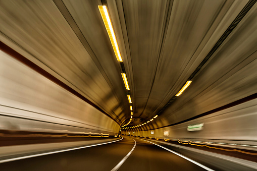 high speed in the highway tunnel