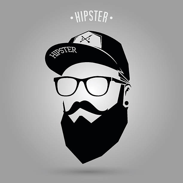 hipster men cap hipster man face with cap on gray background beard illustrations stock illustrations