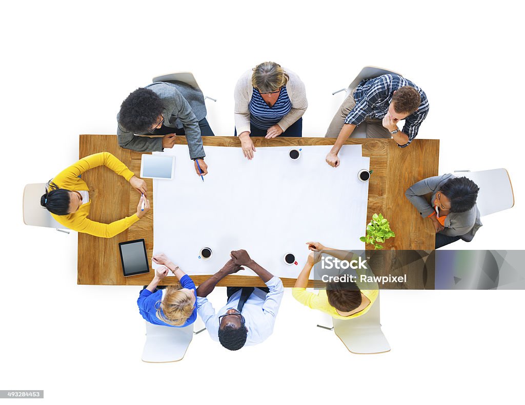 Group of People Meeting Aerial View Stock Photo