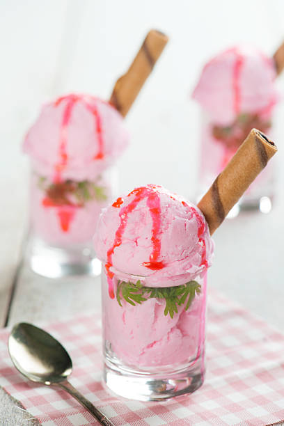 istock Cups of pink ice cream 493305494