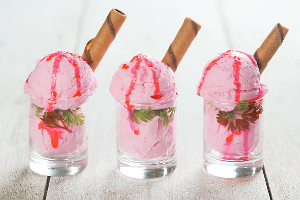 istock Cups of strawberry ice cream 493305532