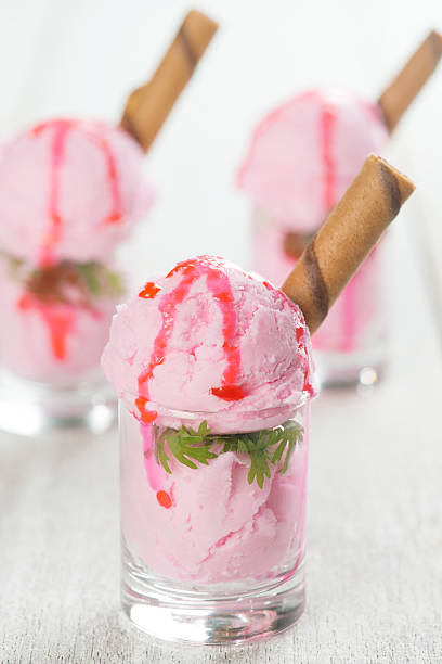 istock Strawberry ice cream in cups 493305560