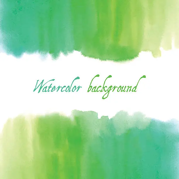 Vector illustration of Vector green abstract hand drawn watercolor background for your design