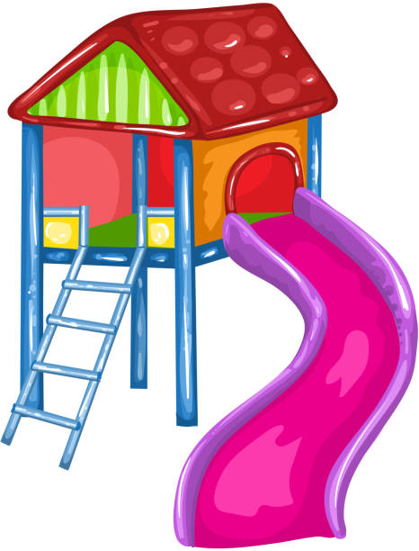 istock Illustration of a toy house with a slide 493309934