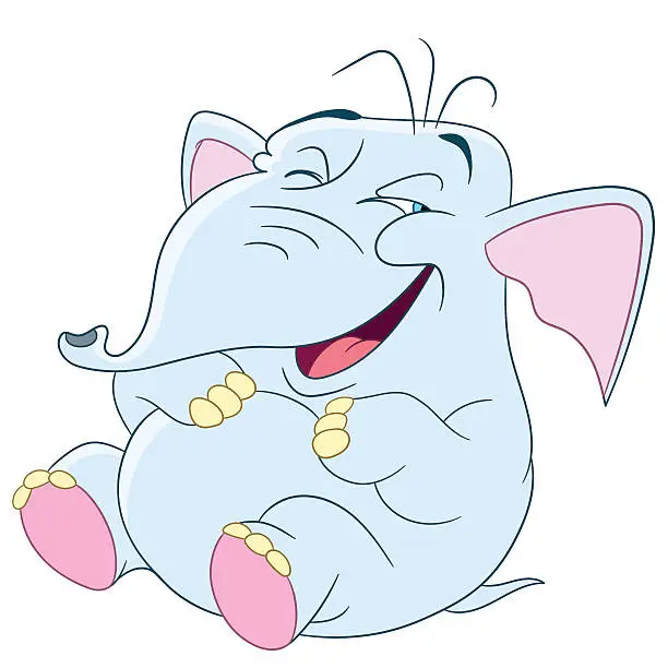 Vector illustration of cute funny elephant