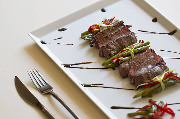 Juicy flank steak with vegetables
