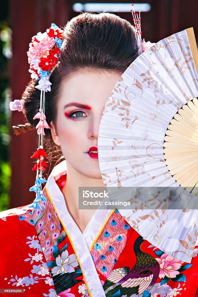 Portrait Of Beautiful Girl With Fancy Geisha Makeup Stock Photo - Download  Image Now - iStock