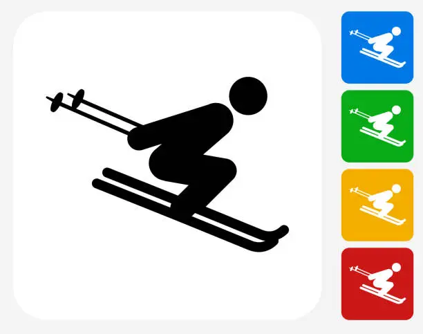 Vector illustration of Skiing Downhill Icon Flat Graphic Design