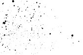 Splattered of black ink drops isolated on white background