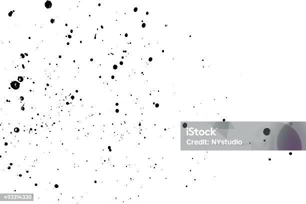 Splattered Of Black Ink Drops Isolated On White Background Stock Photo - Download Image Now