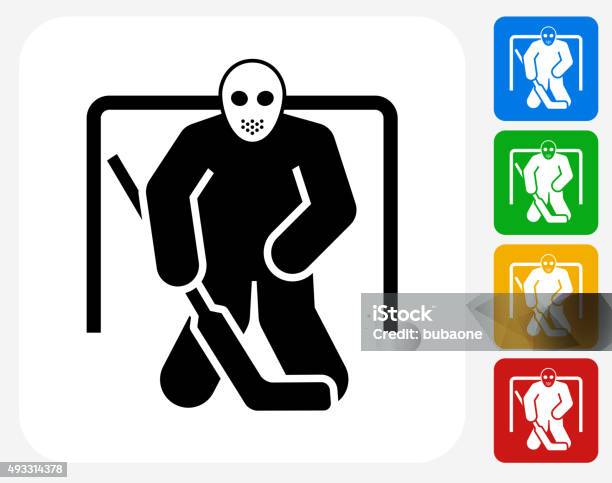 Hockey Goalie Icon Flat Graphic Design Stock Illustration - Download Image Now - 2015, Blue, Choice