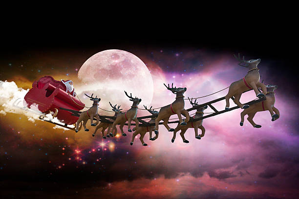 istock Santa Claus on blue stars 493315662