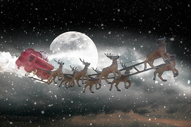 istock Santa Claus on blue stars 493315678
