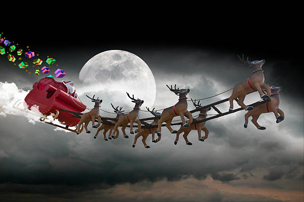 istock Santa Claus on blue stars 493315718