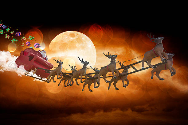 istock Santa Claus on blue stars 493315746