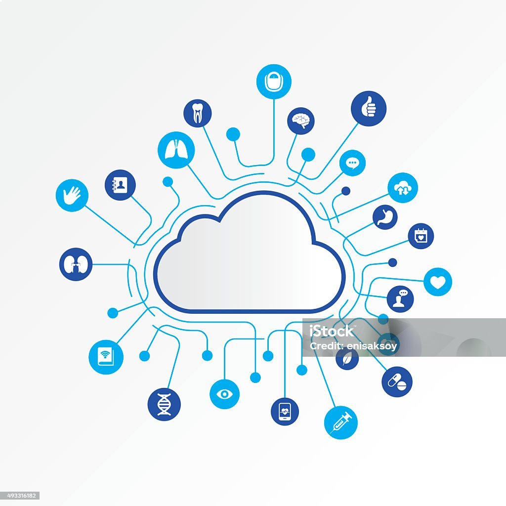 Cloud computing-Konzept mit medizinischen Symbole - Lizenzfrei Cloud Computing Vektorgrafik Cloud computing-Konzept mit medizinischen Symbole - Lizenzfrei Cloud Computing Vektorgrafik