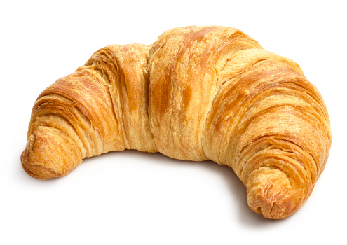 Fresh croissant, isolated on white background.