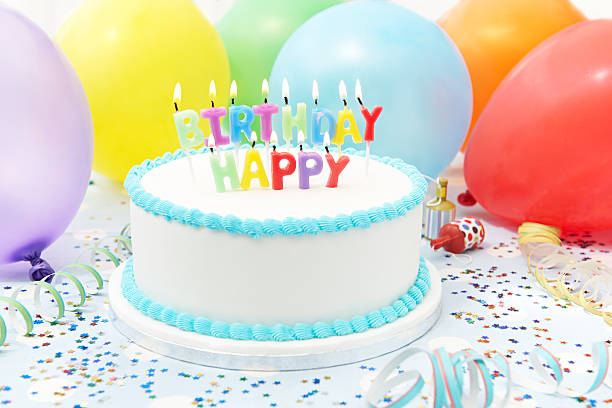 istock Celebration Cake With Candles Spelling Happy Birthday 493320301