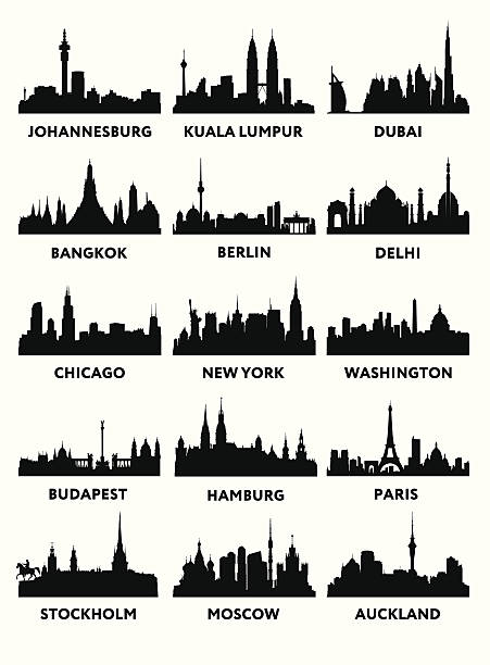 illustrazioni stock, clip art, cartoni animati e icone di tendenza di silhouette della città - stockholm