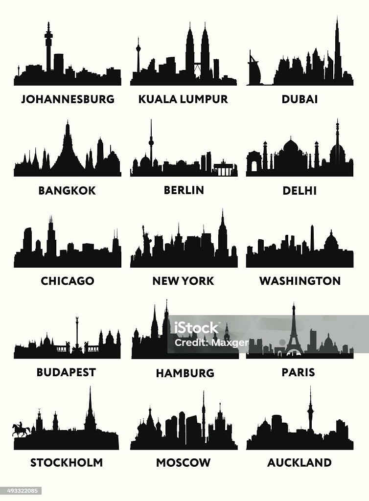 Silhouette city set of silhouettes of cities Urban Skyline stock vector