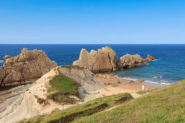 aerial view on Playa de Arnia at Liencres in Spain