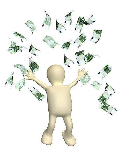 istock Happy puppet and a banknotes of euro 493324151