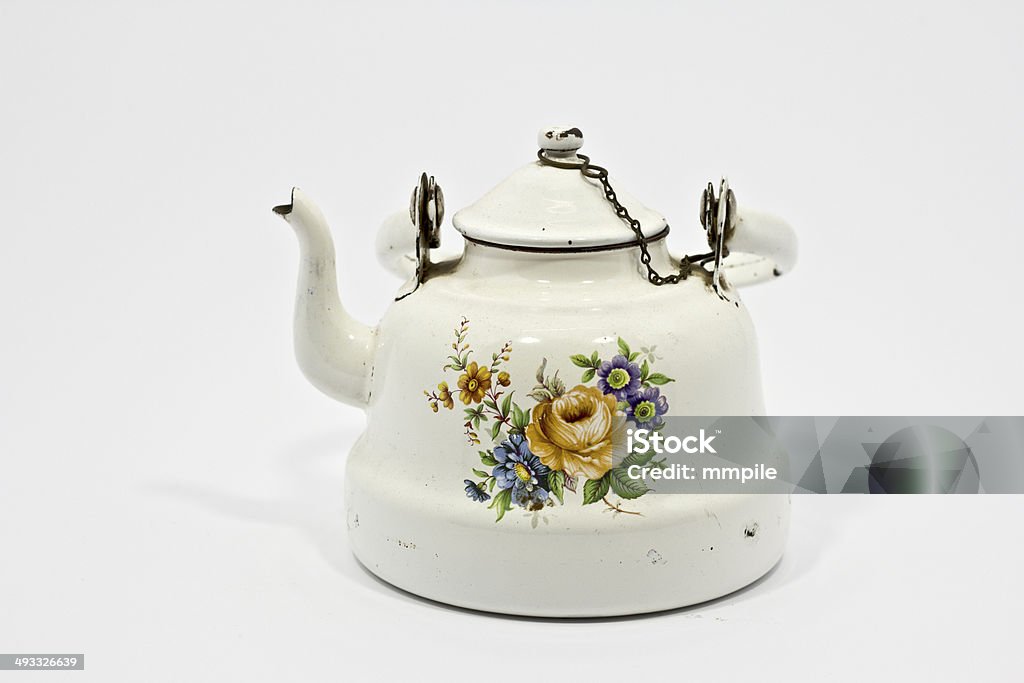 Old teapot Old metal teapot isolated on white background. Afternoon Tea Stock Photo