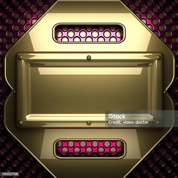 Pink Metal Background With Yellow Element Stock Photo - Download Image Now - 2015, Abstract, Alloy