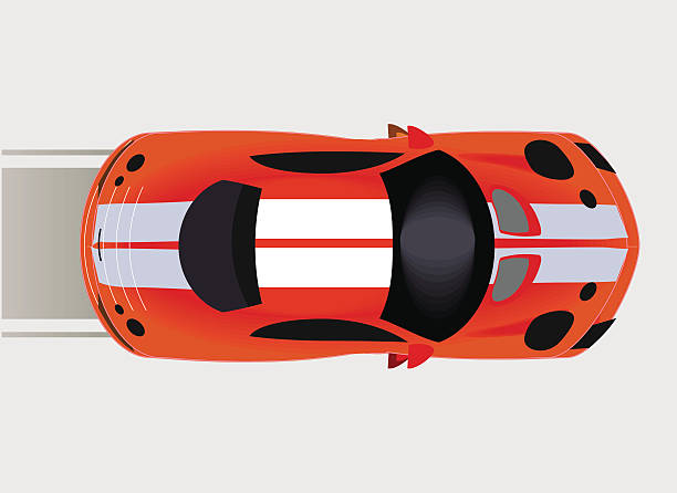 Racing car top view. Vector beautiful red racing car godspeed stock illustrations