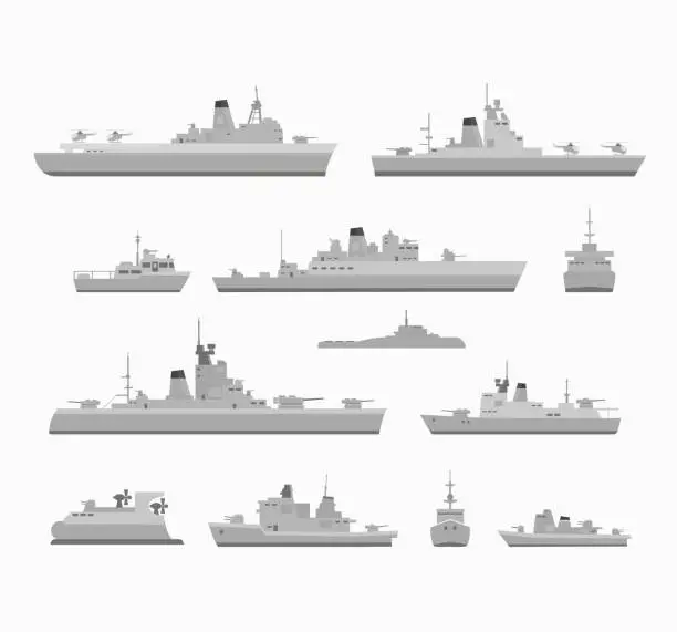 Vector illustration of Set warships