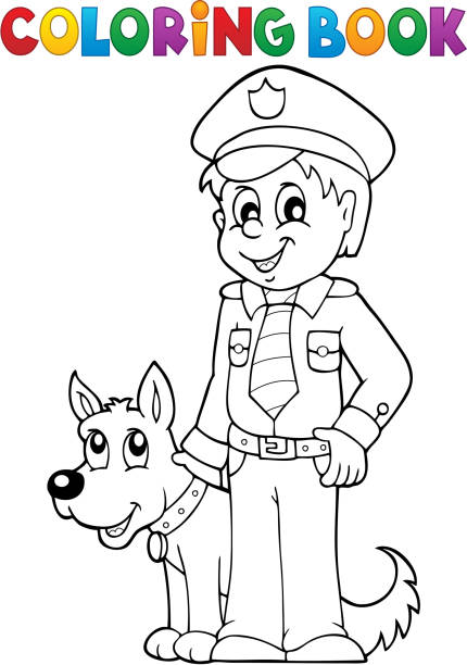 Ilustración de Libro Para Colorear Con Protección De Perro Policía y más  Vectores Libres de Derechos de Cuerpo de policía - iStock