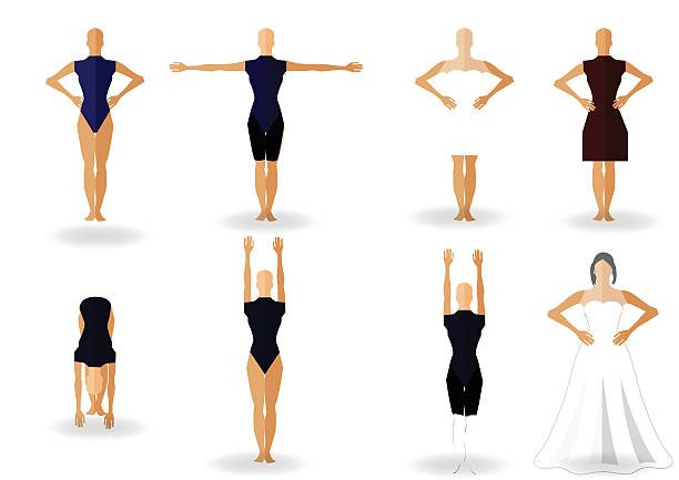 ilustrações, clipart, desenhos animados e ícones de tvs modernas de roupas esportivas e garota slim em um vestido de casamento - body building dress women female