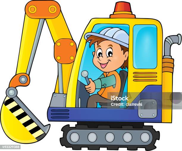 Excavator Operator Theme Image 1 Stock Illustration - Download Image Now - 2015, Adult, Adults Only
