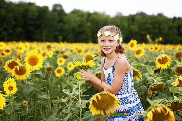 istock Girl in Sunflower Field 493330628