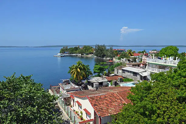 view over Cienfuegos Bay from Punta Gorda in Cienfuegos, Cuba.