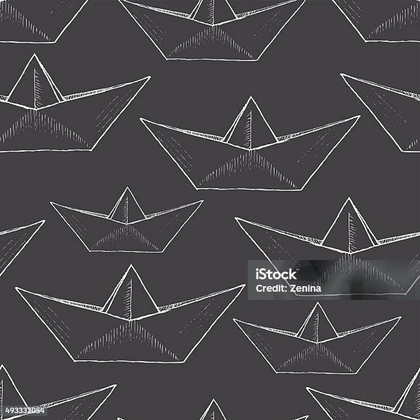 Vector Paper Ship Pattern Stock Illustration - Download Image Now ...