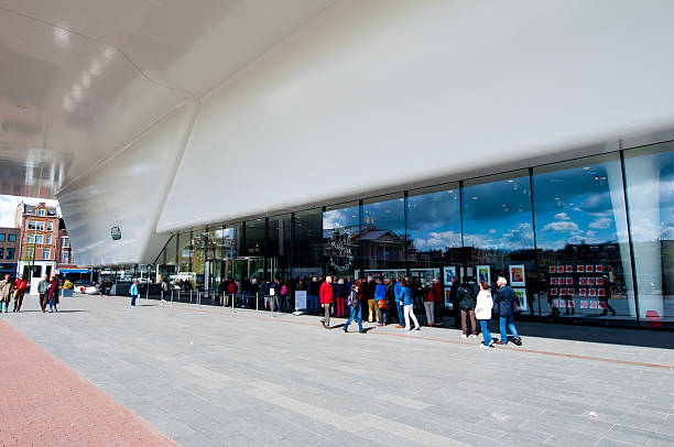 Amsterdam, the Netherlands - April 30, 2015: People stand in queue for Stedelijk Museum.