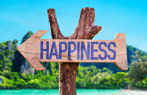 istock Happiness arrow with beach background 493332568