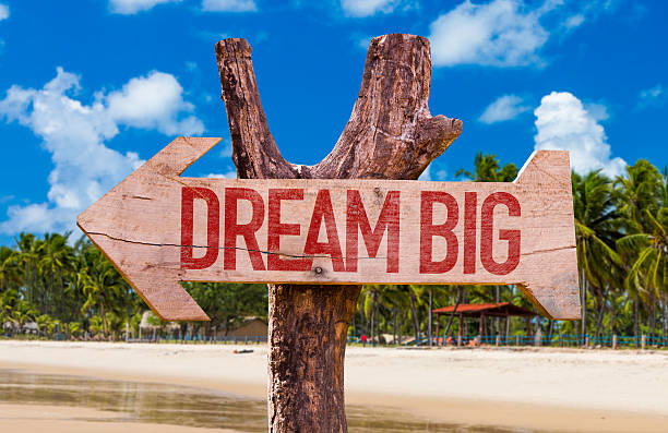 istock Dream Big arrow with beach background 493332624