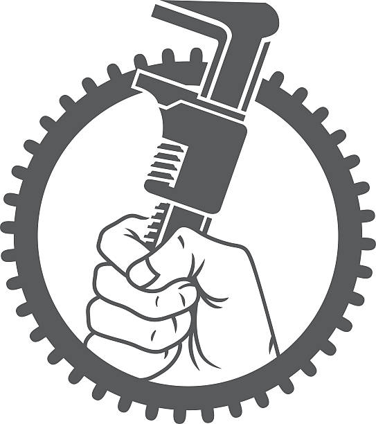 illustrations, cliparts, dessins animés et icônes de en tenant une clé - adjustable wrench