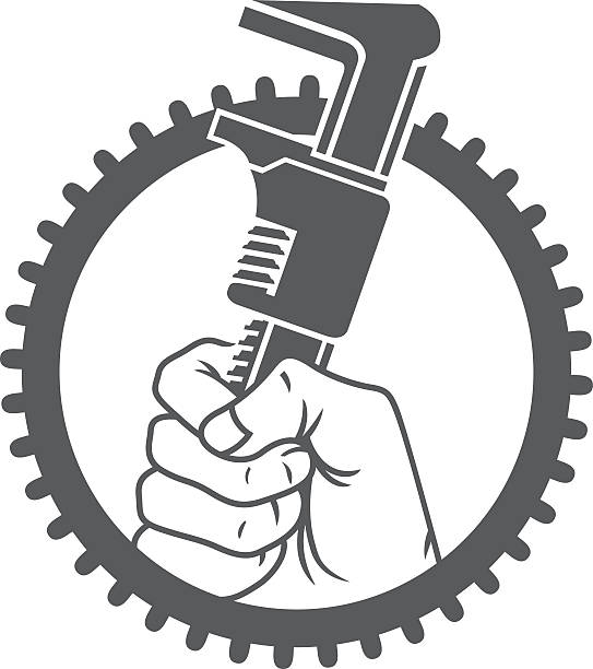 ilustrações, clipart, desenhos animados e ícones de segurando uma chave - adjustable wrench
