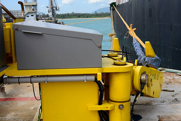 istock marine bollards,Rope, anchor the boat while the boat dock 493333390