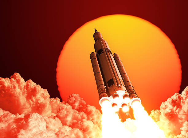 istock Space Launch System Takes Off On The Background Of Sunrise 493334260