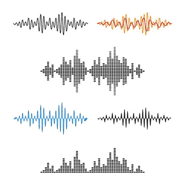 illustrations, cliparts, dessins animés et icônes de en forme de vague du tonus. acoustiques. audio wave graphique définie. vecteur - white background audio