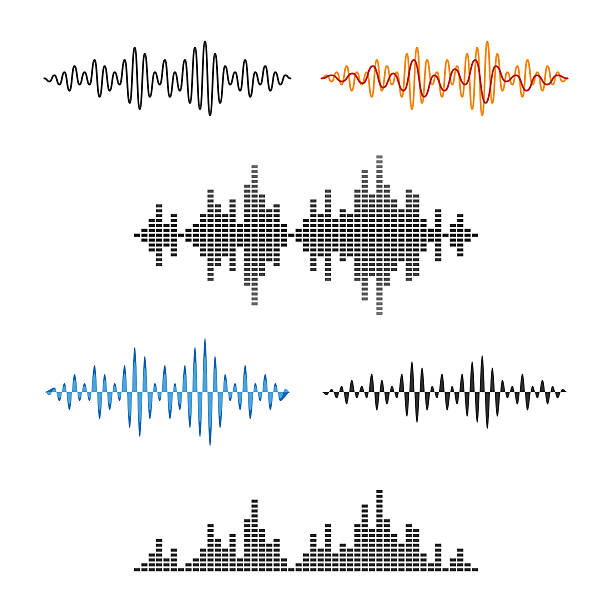 waveform shape. soundwave. audio wave graph set. vector - bar stock illustrations